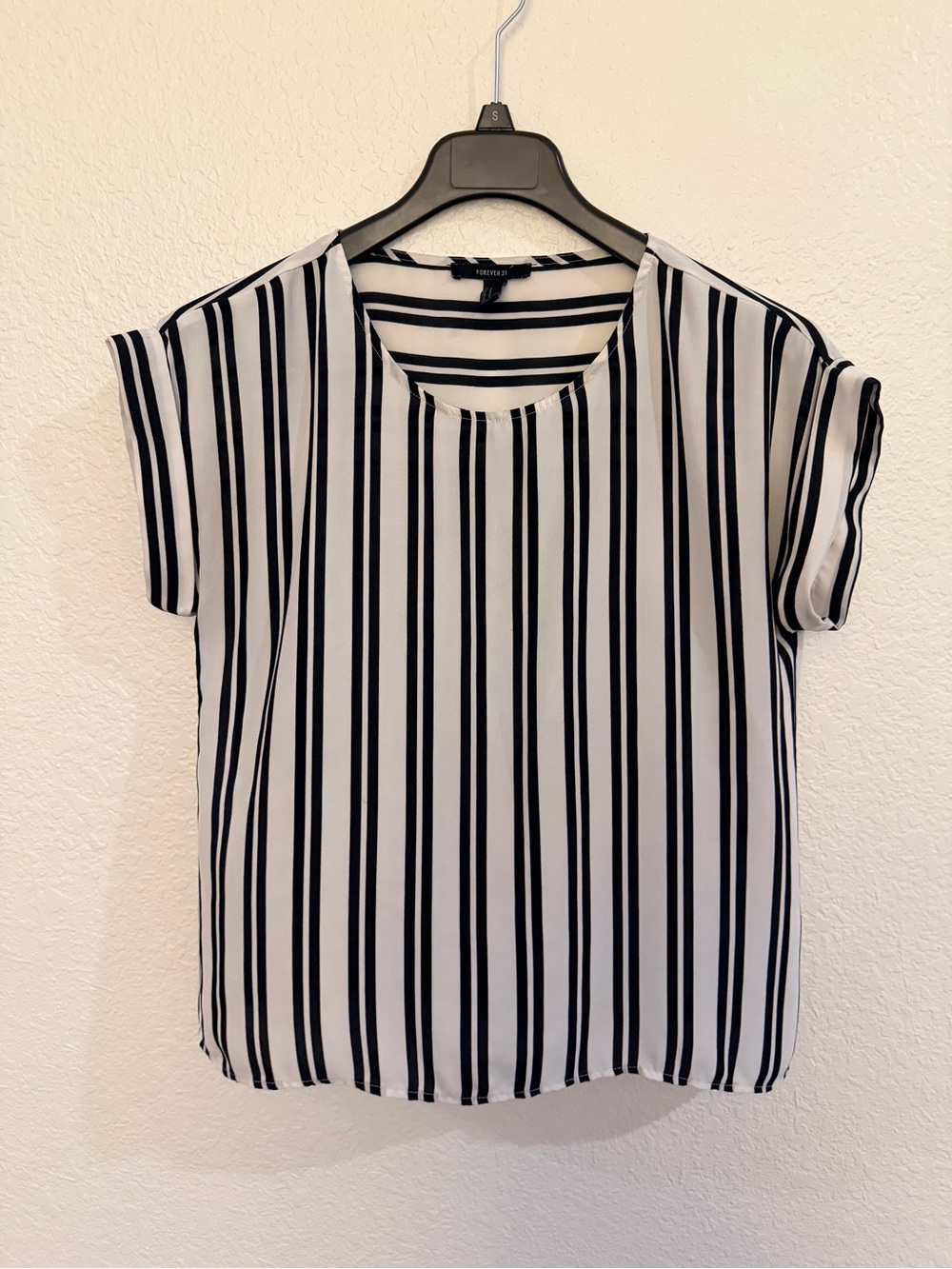 Forever 21 Black and White Vertical Stripe Blouse
